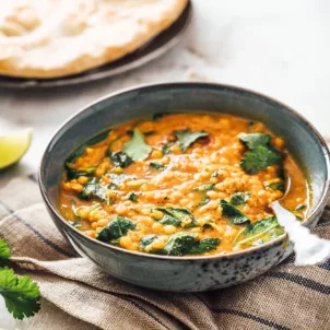 Daal with lentils and spinach, two of the best high iron foods