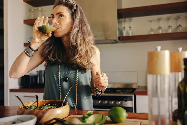 Woman following a new diet and supplement regimen based on the benefits of functional medicine