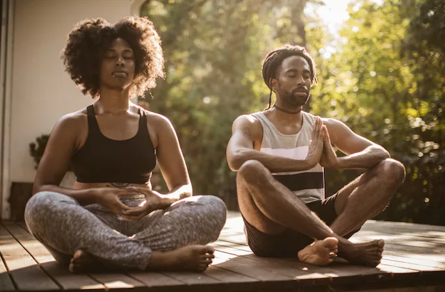 Couple meditating for better sex