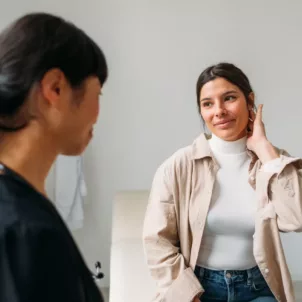 Woman at a functional medicine consultation