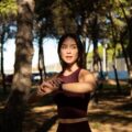 Woman using wearable technology to biohack her workout