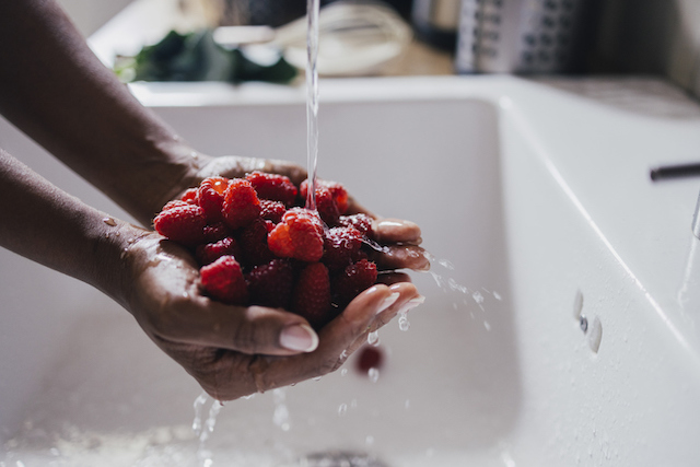 washing berries